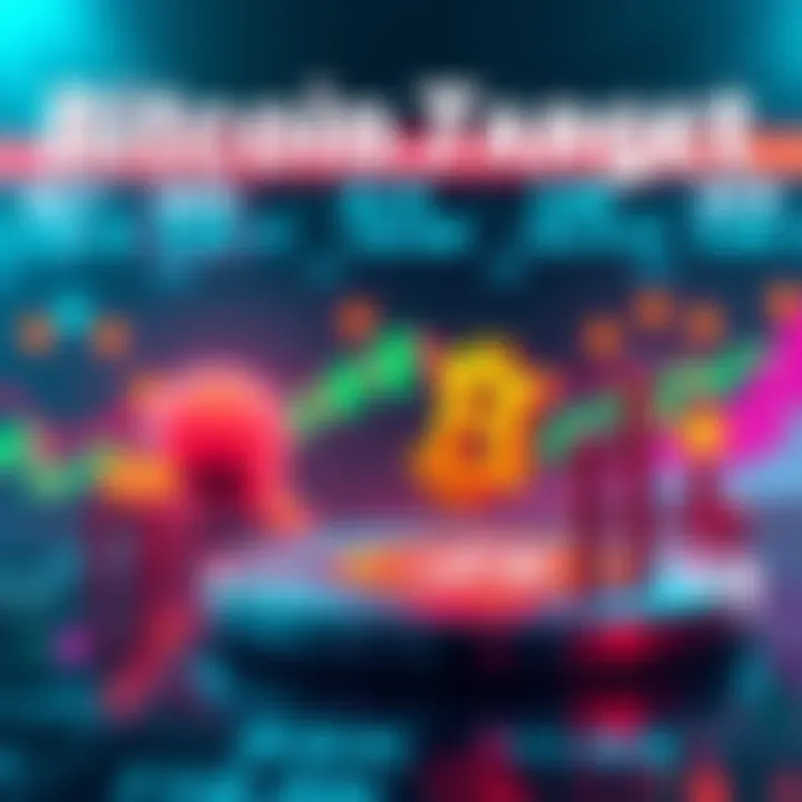 Bitcoin Price Target A chart showing Bitcoin prices rising towards the 200K mark with arrows and market symbols around it