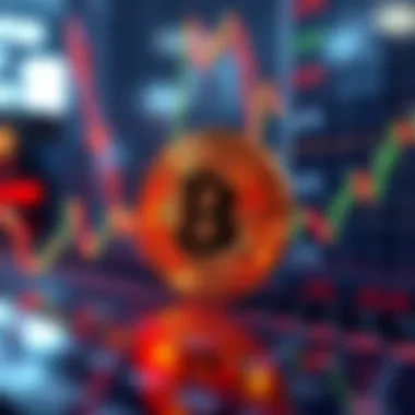 Bitcoin prices dropping A graphic showing a downward trend in Bitcoin prices on a chart