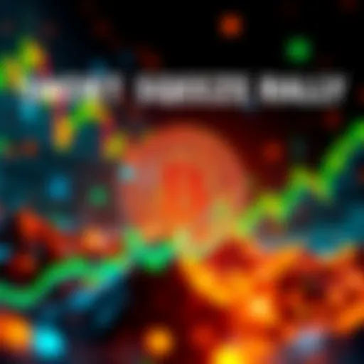 A visual representation of Bitcoin experiencing a short squeeze, with upward price movement and market excitement surrounding it.