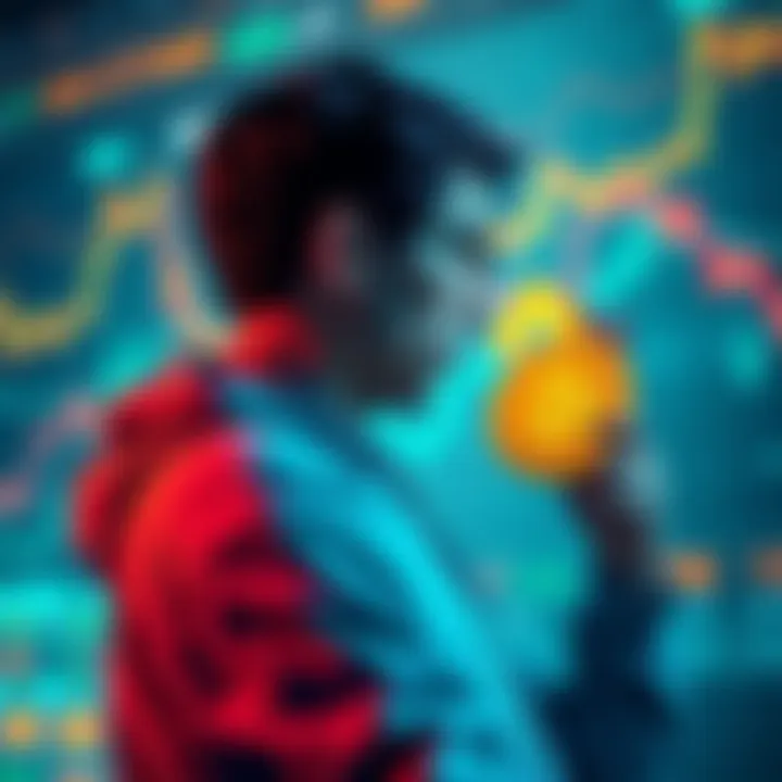 A person selling Bitcoin for less than the market value, surrounded by fluctuating price charts and concerned investors, reflecting the impact on cryptocurrency pricing.