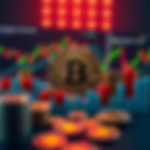 A visual representation of Bitcoin staking services with charts and coins, illustrating potential earnings for 2026.