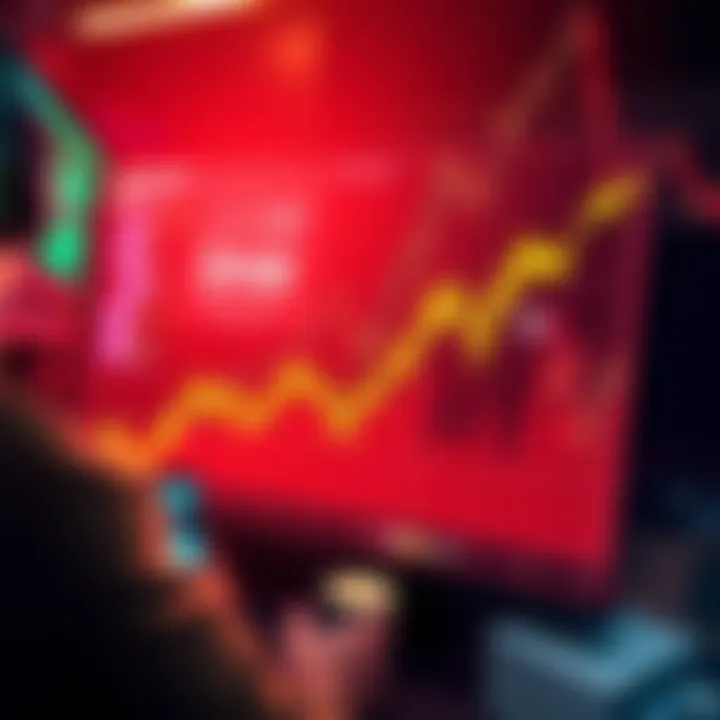 A graph showing Bitcoin's price sharply rising after the Federal Reserve's rate hike, with traders analyzing the movement.