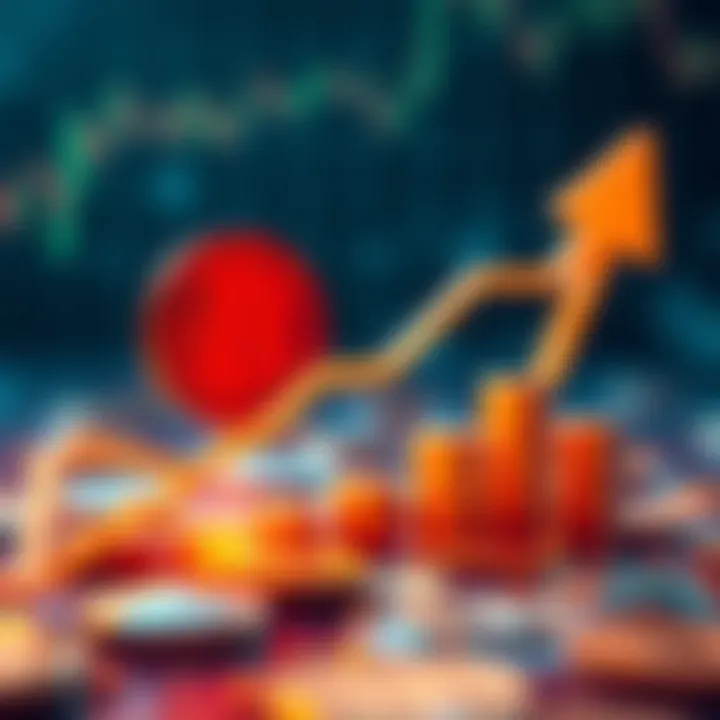 Bitcoin adoption graphic A visual representation of Bitcoin's growth with arrows indicating upward trends despite market dips, symbolizing long-term investment.