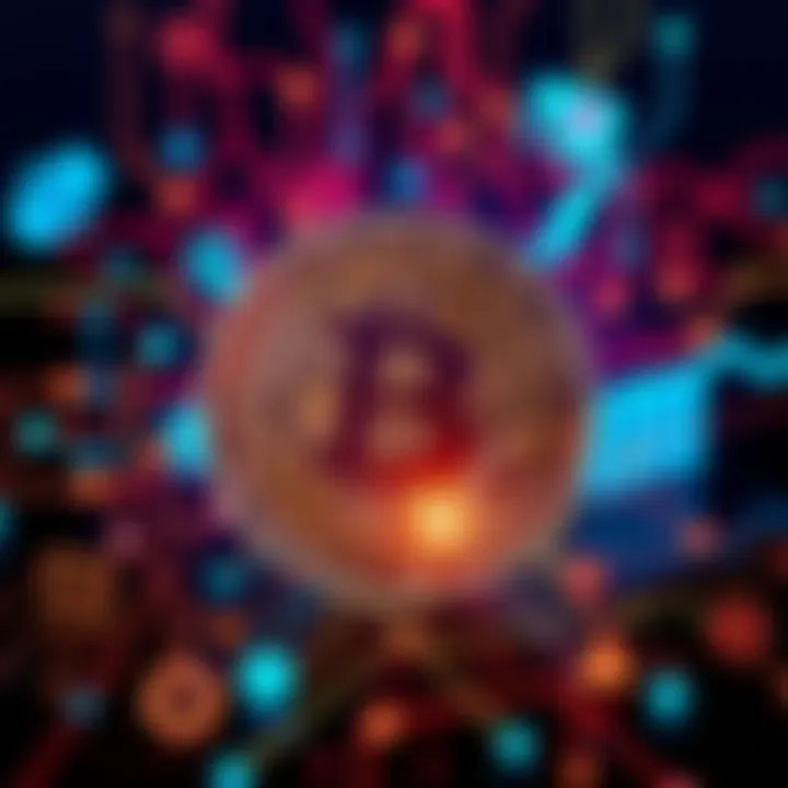Bitcoin Symbol with AI Elements A Bitcoin symbol surrounded by artificial intelligence icons like robots and data patterns, illustrating the shift in investments from Bitcoin to AI technology.