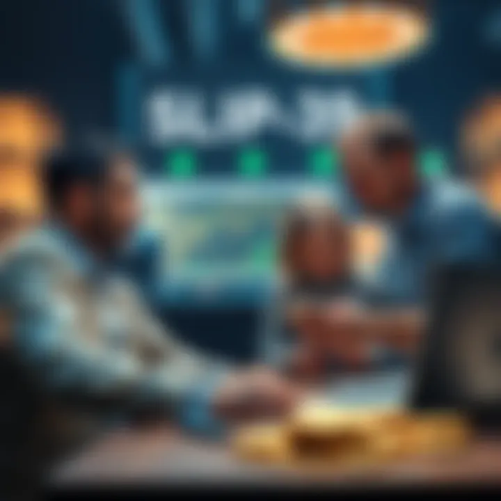 A visual representation of SLIP-39 as a backup method for Bitcoin, featuring a hardware wallet and a family discussing cryptocurrency, highlighting the importance of secure inheritance.