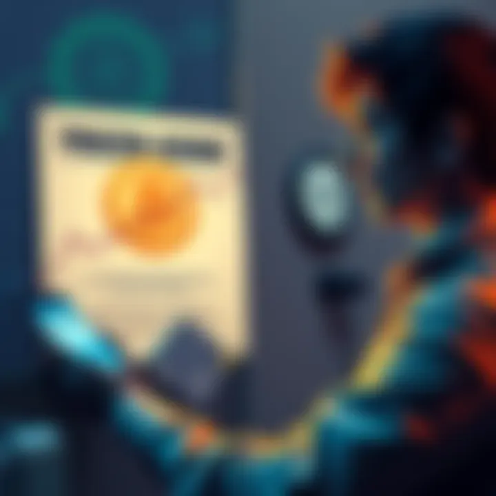A person using a smartphone to transfer Bitcoin while looking relieved beside a frozen bank account notice