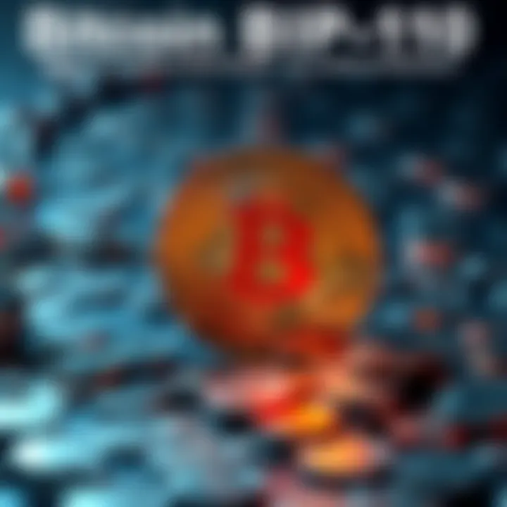 Visual representation of a Bitcoin chain split, showing one part labeled BIP-110 and another labeled old chain, with coins on exchanges