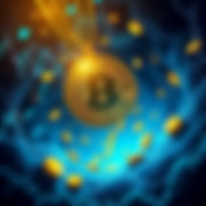 Bitcoin drawing in assets Illustration of Bitcoin pulling in various financial assets like stocks and gold, symbolizing its market influence