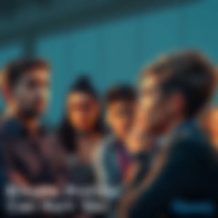 A group of people looking frustrated while one person boasts about Bitcoin profits