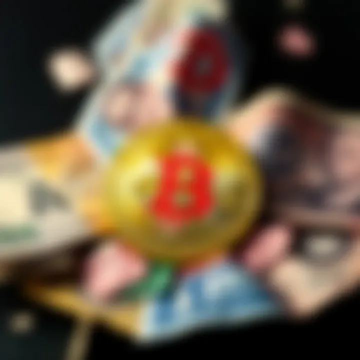 A visual representation of Bitcoin alongside devalued currency notes, highlighting the contrast between stable and unstable money.