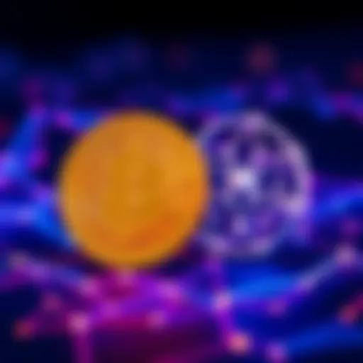 Bitcoin and Cardano Logos Graphic showing Bitcoin and Cardano logos representing potential collaboration in DeFi solutions