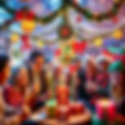 A festive gathering of Bitcoin Cash community members celebrating Christmas and New Year with decorations and smiles.