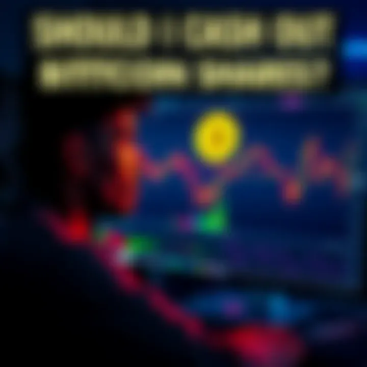 Individual pondering whether to sell their Bitcoin shares, looking at a chart on a computer screen