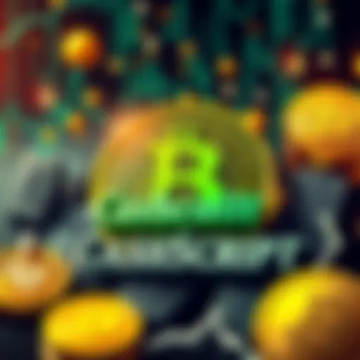 Illustration showing Bitcoin Cash logo with CashScript text and digital currency symbols