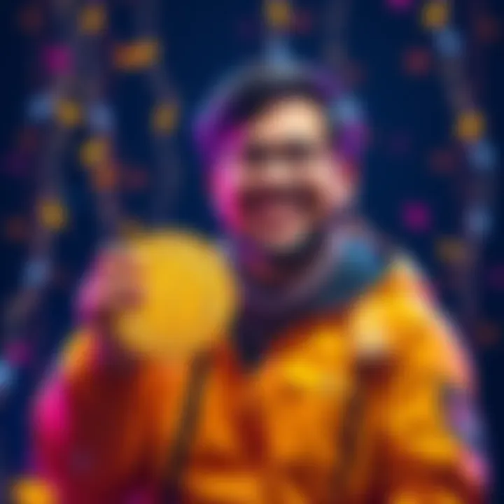 A proud Bitcoin owner holding a Bitcoin symbol with a smile, symbolizing their achievement of owning one full Bitcoin.