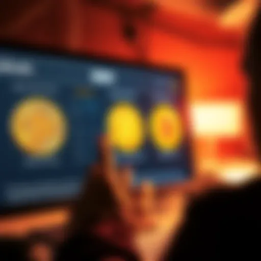 A person choosing between different Bitcoin client options on a computer screen, contemplating their digital investment choices.