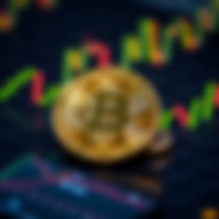 A shiny Bitcoin coin resting on a digital graph background, symbolizing its role in finance.