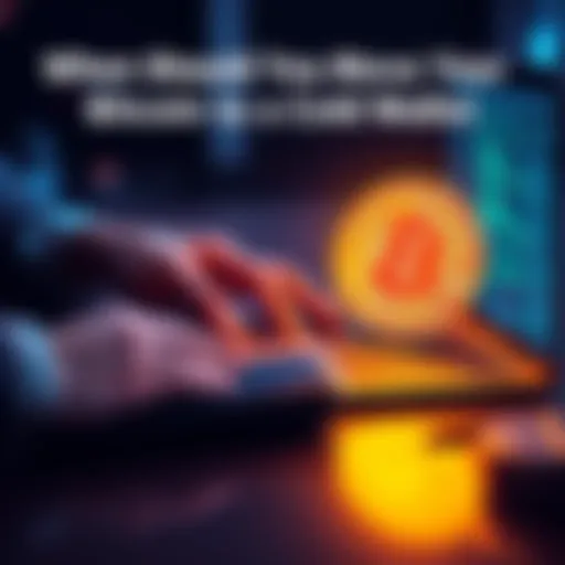 A person transferring Bitcoin to a cold wallet using a laptop and a hardware wallet device.