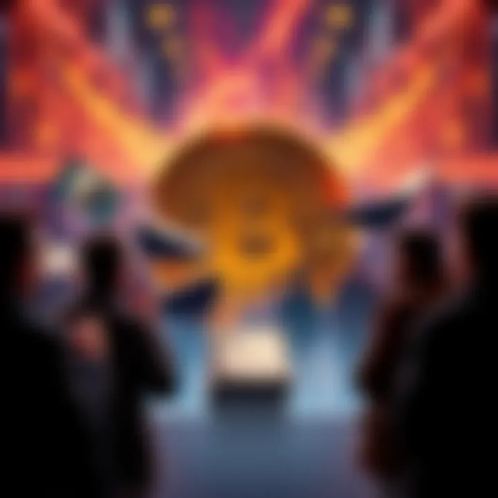 Visual of a Bitcoin Core logo with wallets disappearing in the background while people discuss cryptocurrency concerns.