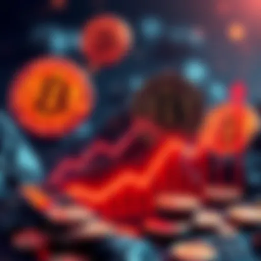 Illustration of Bitcoin symbols with a downward trend graph, symbolizing the credit crisis in 2026.