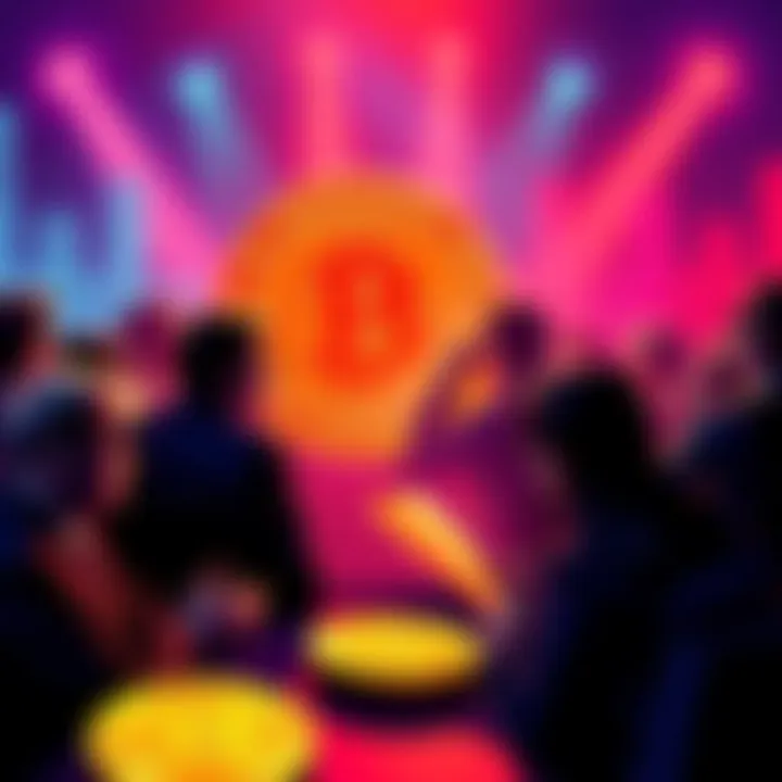 A group of people discussing Bitcoin, showing both supporters and critics in a lively debate.