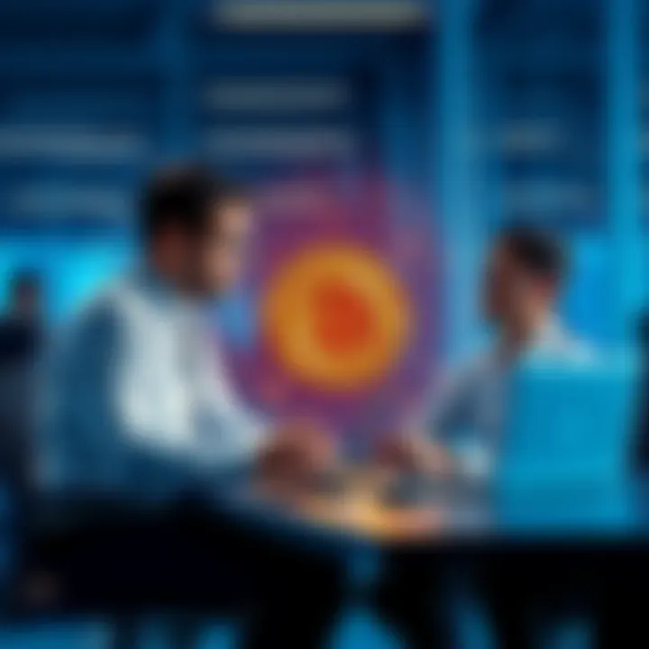 Business professionals discussing the integration of Bitcoin and cryptocurrency in a modern office setting