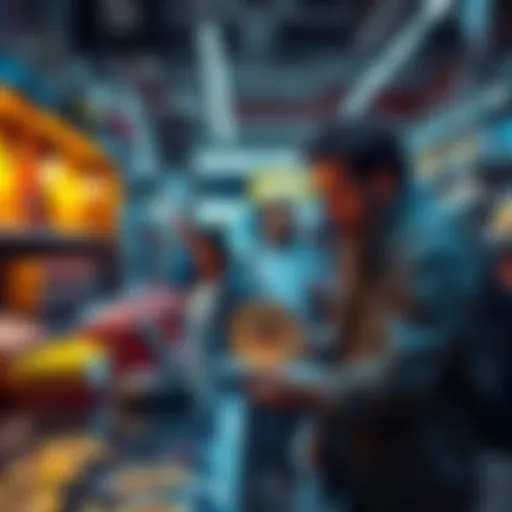 People using Bitcoin as a payment method in a store