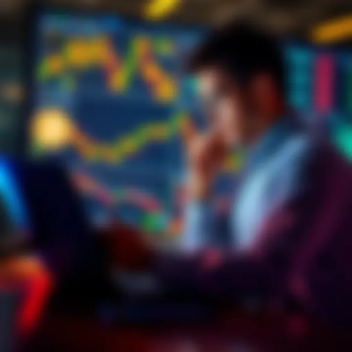 A person examining financial charts on a laptop, looking thoughtful about Bitcoin investments in a bear market