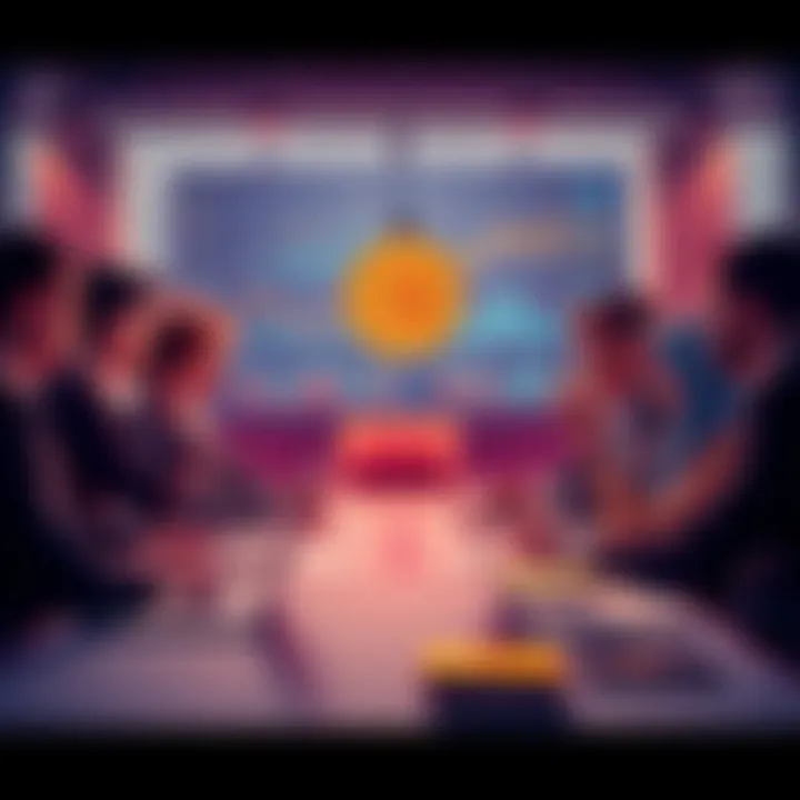 Bitcoin Debate A group of people discussing Bitcoin investment and conservative values with charts and laptops on the table.