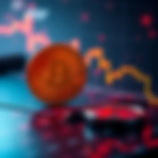 A Bitcoin price chart with a downward trend, indicating the first annual decline since June 2022.