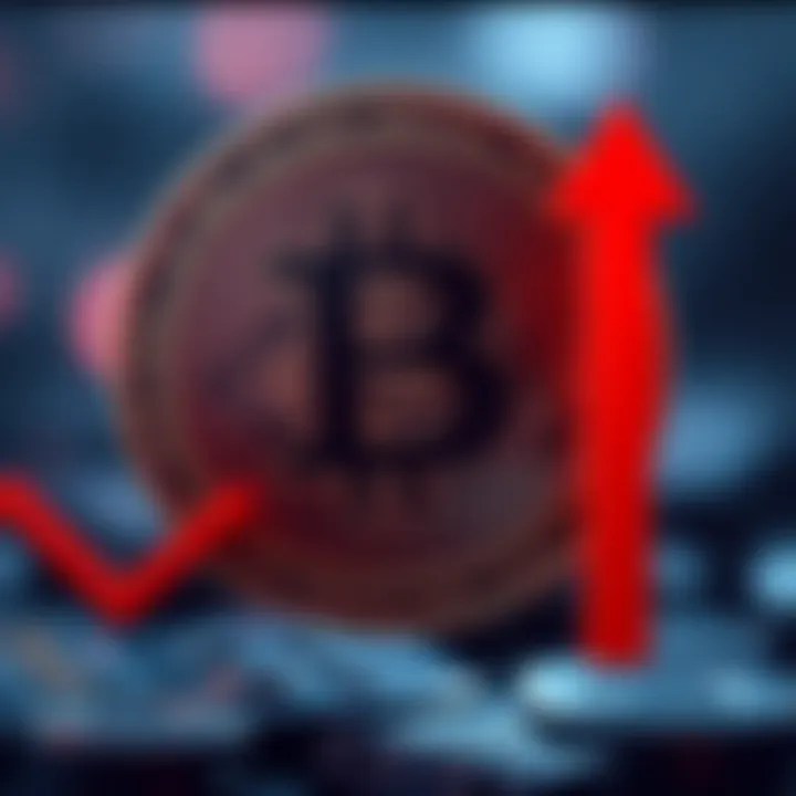 A Bitcoin logo with a red downward arrow, symbolizing a decline in value amid political changes.