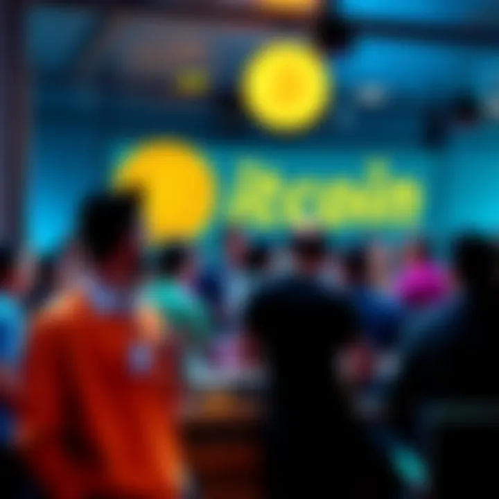 People engaging in a lively discussion about Bitcoin in a community forum setting