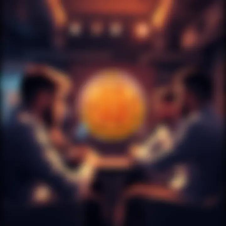 Bitcoin Discussion Group A group of people discussing Bitcoin trends and insights in a casual setting.