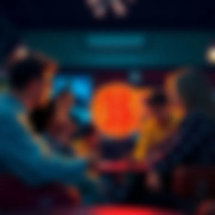 A group of people engaged in a lively conversation about Bitcoin in a casual setting.