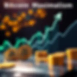 Illustration showing Bitcoin symbols with upward trend graphs representing its dominance in cryptocurrency.
