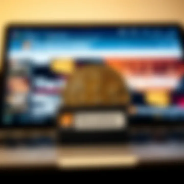 A Bitcoin symbol with a donation box in front of a computer screen displaying The Internet Archive website.