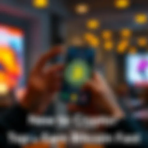 A person holding a smartphone showing a Bitcoin wallet app, looking excited about earning Bitcoin