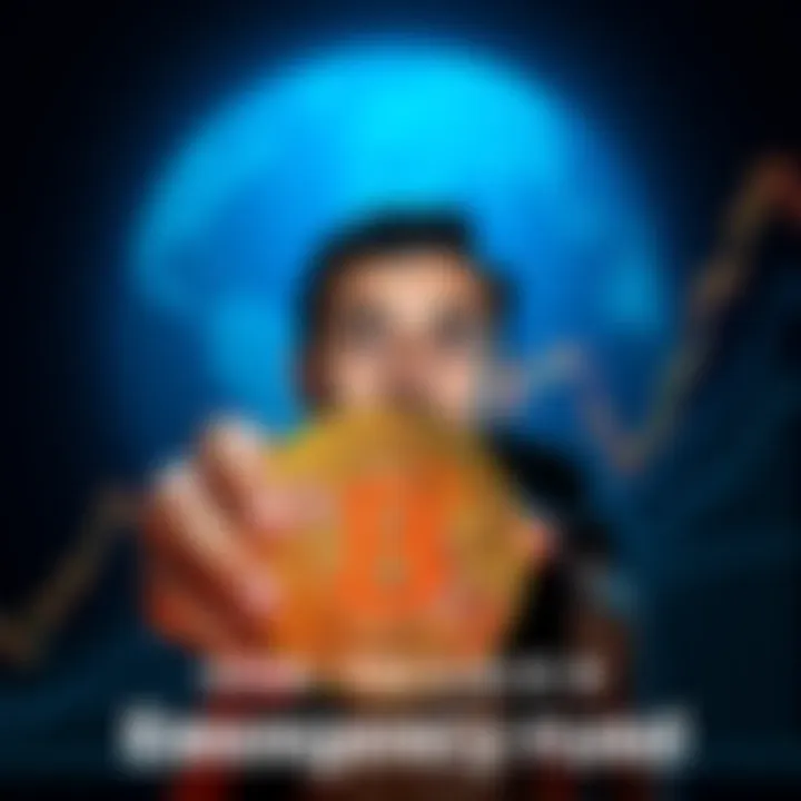 A person looking worried while holding a Bitcoin symbol, with a backdrop showing a declining financial graph, symbolizing recession fears.