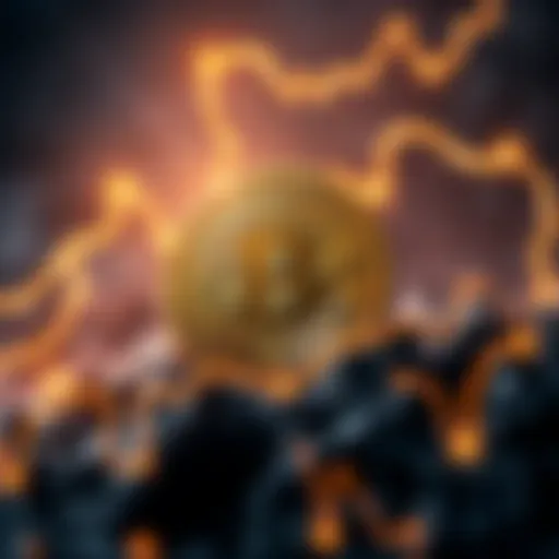 Bitcoin symbol with energy waves in the background, representing the impact of the energy crisis on cryptocurrency