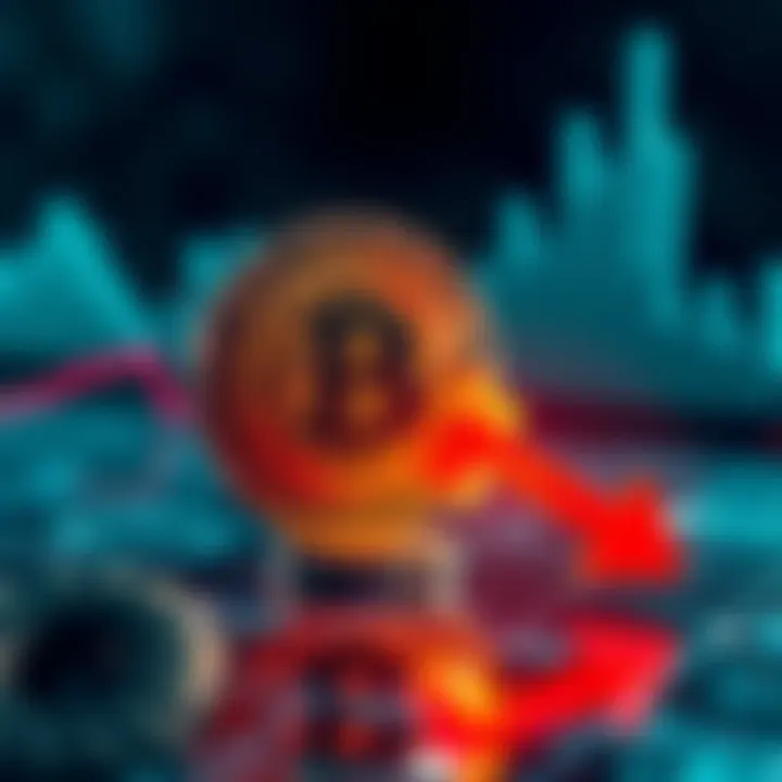 Bitcoin ETF Loss A graph showing Bitcoin's decline with a dollar sign and a downward arrow, representing the loss of $3.7 billion in ETFs.