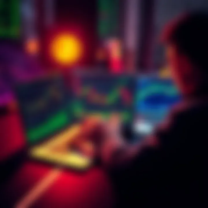 A person analyzing Bitcoin charts on a laptop, planning their investment exit strategy.