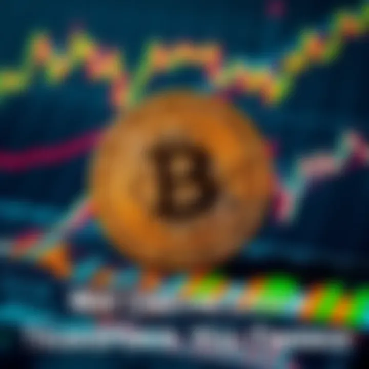 A shiny Bitcoin coin in front of financial charts and graphs, symbolizing financial growth and investment potential.