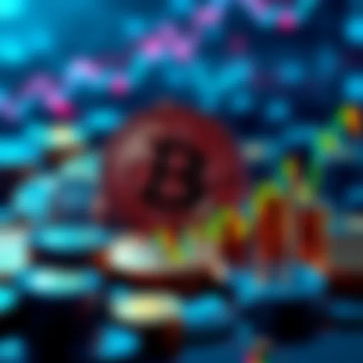 A visual representation of Bitcoin and financial growth, featuring coins and charts symbolizing yield opportunities