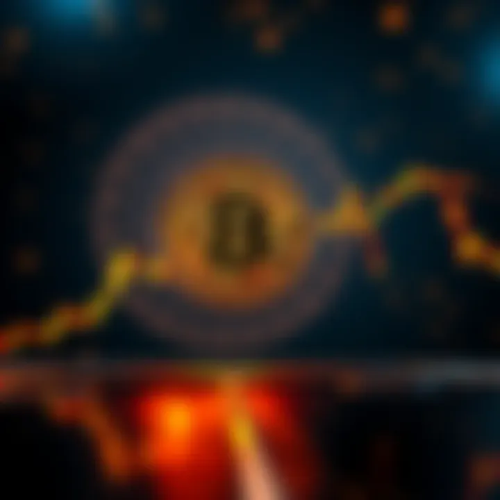 A chart showing Bitcoin's price going up and down with a Bitcoin symbol in the background, reflecting the unpredictable nature of the market.