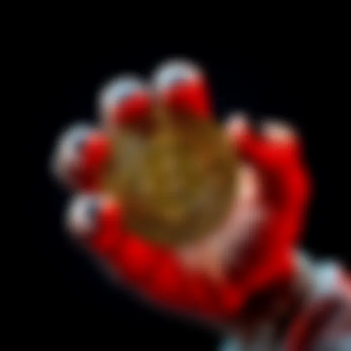 A hand holding a Bitcoin coin with a worried expression, symbolizing the uncertainty of investing in cryptocurrencies.