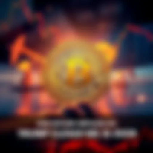 A graphic showing a Bitcoin logo with a backdrop of rising oil prices and a news headline about Trump's Iran ceasefire statement.