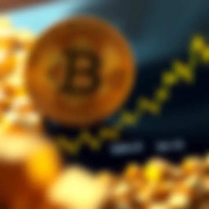 A graph showing Bitcoin's price rising alongside a gold price chart, symbolizing potential market shifts and investments.