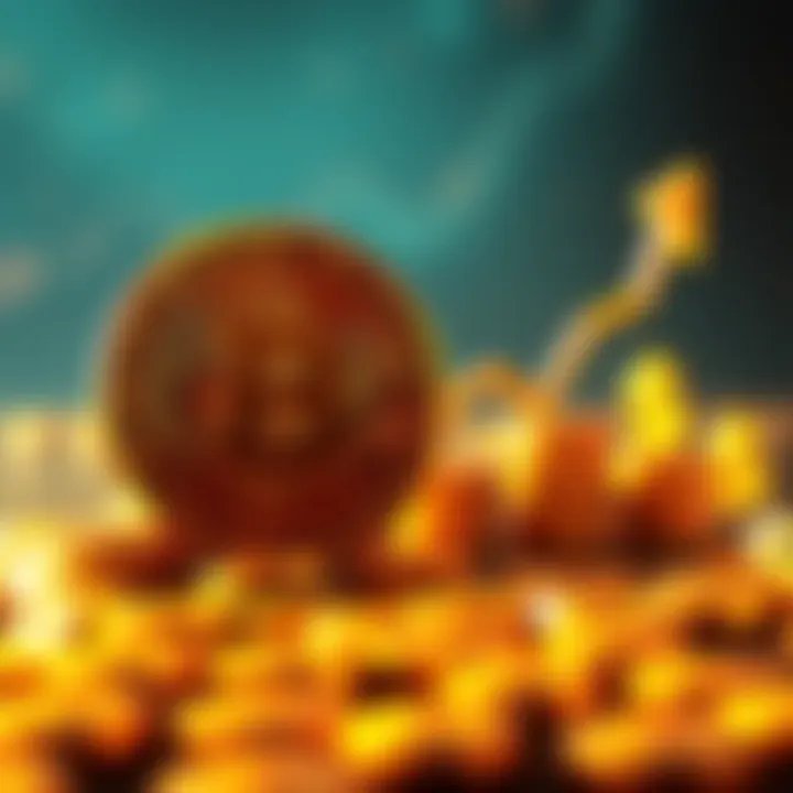 A graphic showing how a daily investment of $30 in Bitcoin over 8 years grows from $86,000 to $1 million, with a rising trend line and dollar signs.