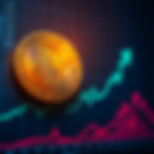 A rising Bitcoin symbol against a chart showing growth trends in cryptocurrency values