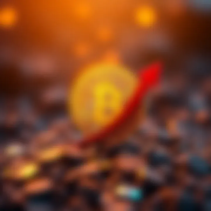 Bitcoin symbol with an upward arrow representing growth similar to Facebook's early success